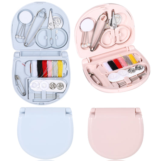 4 Pack Mini Travel Sewing Kit, Portable Sewing Tool Kits, Plastic Sewing Kit Box, Sewing Supplies with Threads Scissors Hand Sewing Needles, DIY Sewing Supplies