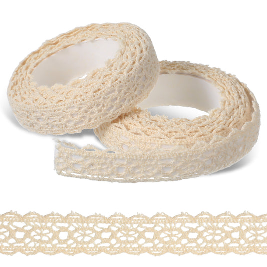 Lace Trim Ribbon, Cotton Lace Ribbon Vintage Ribbon Cotton Lace Trim, Crochet Lace Trim Bridal Wedding Decoration Beige Lace Trim for Scrapbooking Gift Package DIY (1.6CM,10 Yards)