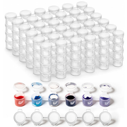150-Piece Empty Paint Pots, 25 Strips Empty Paint Pots with Lids 3 ml/0.1 oz Clear EmptyStorage Paints Containers Acrylic Paints Containers for Classrooms Schools Paintings Art Festivals