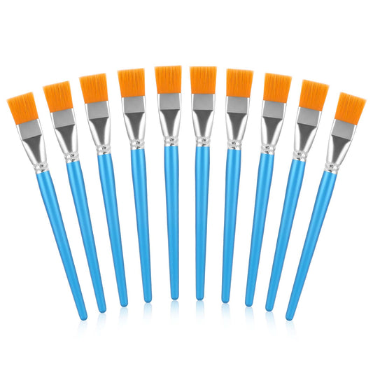 10 Pieces Flat Paint Brushes, Acrylic Paint Brushes Nylon Craft Paint Brushes Art Detail Oil Brush Small Watercolor Brushes 3/4 Inch Artist Paint Brush for DIY Crafts Acrylic Painting, Blue