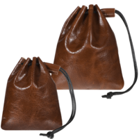 2 pcs Leather Drawstring Pouch, Vintage Leather Coin Pouch Cowhide Storage Bag Small Waterproof Medieval Dice Organizer Dust Wallet Purse for Coins Jewelry Earphones (Coffee, 2 Size)