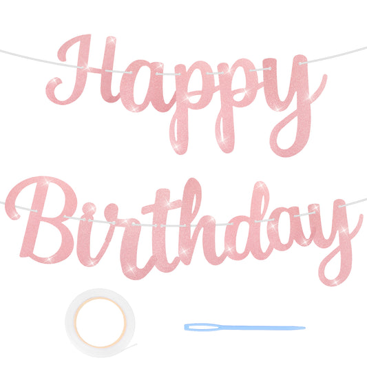 Happy Birthday Banner Rose Gold Happy Birthday Sign Glitter Birthday Party Banner Happy Birthday Letters for Photo Props Birthday Party Decorations & Decor