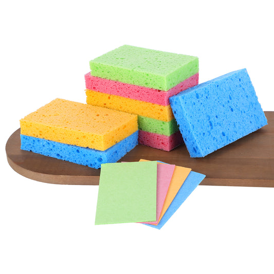 Kitchen Sponges, 12 PCS Non Scratch Cleaning Sponge Multicolor Natural Compressed Wash Scrub for Bathroom Kitchen Dishes Washing