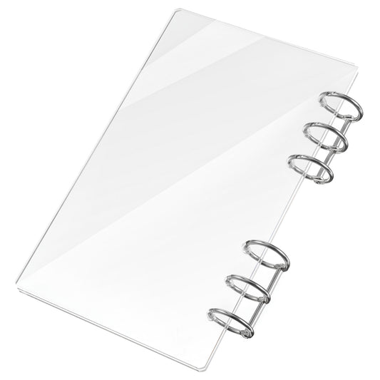 2 Pack A6 Binder Clear 6 Ring Binder Transparent Acrylic Notebook Cover A6 Planner Binders Refillable with Silver Metal Round Ring for Office Meeting Travel