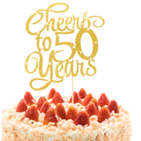 Golden Happy 50th Anniversary Cake Toppers Glitter 50 Years Cake Topper Add Sparkle to Birthday Company Party Wedding Anniversary Party Decorations