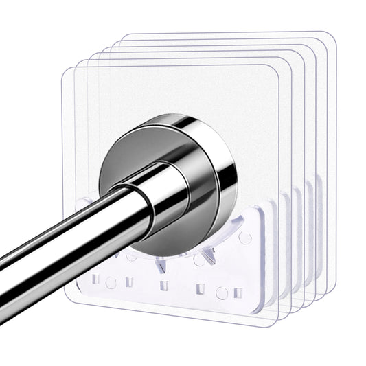 Sliverdew 6 Pieces Adhesive Shower Curtain Rail Holder, Drill-Free Install Shower Curtain Rod Holder, Adhesive No Drill Curtain Rail Brackets, Clear, (Sliverdew540809_1)