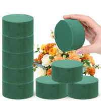 Xthrotsenk 9 Pcs Round Floral Foam Blocks Green Flower Foam, 3.15" W x 1.6" H for Florist Home Dry Wet Flower Arrangements Wedding Birthdays Decoration