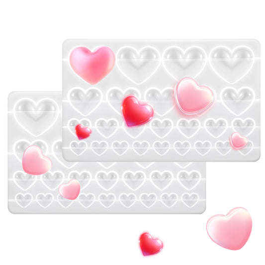 2 Pcs Heart Shape Resin Molds, Mixed Size Silicone Hearts Epoxy Mold Heart-Shaped Casting Jewelry Molds Keychain Charms Mold