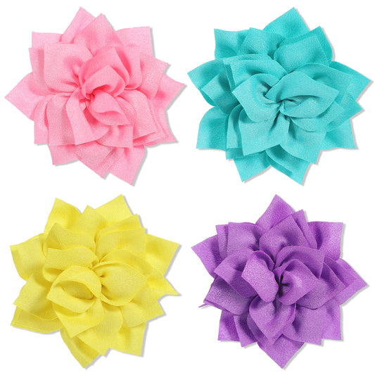 4 Pcs Dog Collar Flowers, Multi Color Dog Flowers Collar Accessory Pet Collar Flowers Clip on Dog Bow Tie Charms Flower Removable Dog Collar Flower Attachment for Cat Dog Puppy Grooming