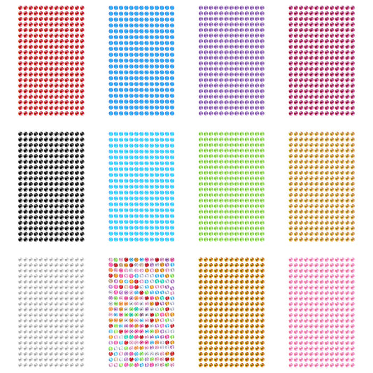 3120 PCS Rhinestone Stickers 6mm Self-Adhesive Gem Stickers Colorful Bedazzled Jewels Crystal Embellishment Diamond Decorations for Crafts DIY Card Making Scrapbooking(12 Sheets)