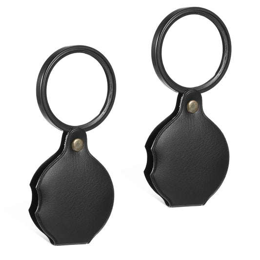 20X Pocket Magnifier, 2 Pcs Portable Small Pocket Magnifying Lenses Glass Rotating Folding with Rotating Protective PU Leather Sheath Pockets Magnifier for Seniors Reading, Jewelry or Exploring