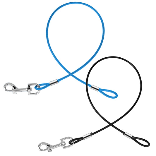 2 Pcs Chew Proof Dog Leash Metal Dog Leash Extender, Heavy Duty Dogs Leashes 20 inch(50cm), Non-Tangle Connect Leashes of Small and Medium Dogs for Any Collar Harness