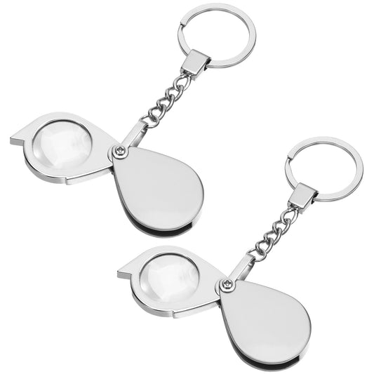 2 Pcs Small Pocket Magnifying Glass, 20X, 30X Pocket Magnifier Mini Magnifying Lens Folding Jewelers Loupe with Keychain Magnify Glass for Reading Newspaper Book Magazine Jewelry Hobbies