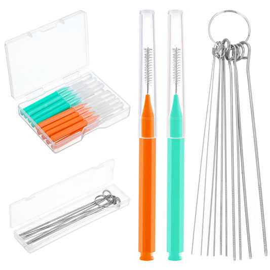 30 PCS Shower Head Cleaner Tool, Small Gaps Hole Shower Head Cleaner Anti-Clogging Cleaning Brush for Bathroom Small Hole Gap Nozzle Window Slot, Orange + Green
