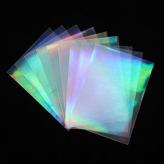 100 Pcs Photocard Sleeves Laser Flashing Card Sleeves Kpop & MTG Trading Card-Sleeves Holographic Foil Protective Cover Foil Card Protective Sleeve - Rainbow Style, 65x90mm