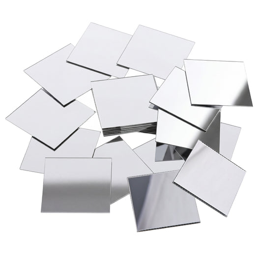 Zyghjort Mini Mirror Stickers, 25 Pcs 2 x 2 Inch Acrylic Adhesive Tiny Square Mirror Small Mirrors for Crafts, DIY Projects Supplies, Home Bathroom Wall Table Decoration