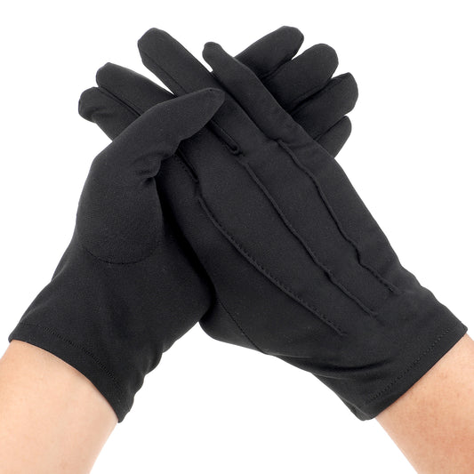 salbsever Black Gloves Costume Nylon Formal Tuxedo Gloves Parade Gloves Black Gloves Uniform Marching Band Guard Gloves with Snap Cuff Gloves for Men Women