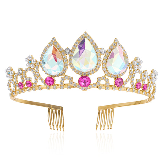 Girls Birthday Crown Crystal Tiara for Women Rhinestones Crown for Girls Princess Crown for Girls Tiaras Headband Princess Tiara, Multicolored Crown Queen Headband for Birthday Party Halloween Cosplay