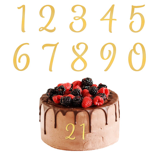 Acrylic Number Cake Topper 2 Inch Golden Acrylic Cake Numbers Topper DIY Cupcake Toppers with 0-9 Numbers Mirrored Gold Picks Gold Acrylic Cupcake Toppers for Birthday Party Wedding Supplies