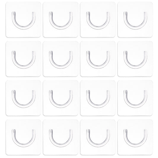 16 PCS Shower Rod Holder Tension Rod Holder with Strong Adhesive Transparent No Drilling Curtain Clothes Drying Holders No Drilling