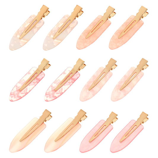 12 Pack No Bend Hair Clips No Crease Hair Clips Flat Duckbill Clips Creaseless Hair Clips Flat Hair Clip Alligator Hair Barrette Makeup Hair Clip Salon Hairstyle Accessories for Women Girls(Pink)