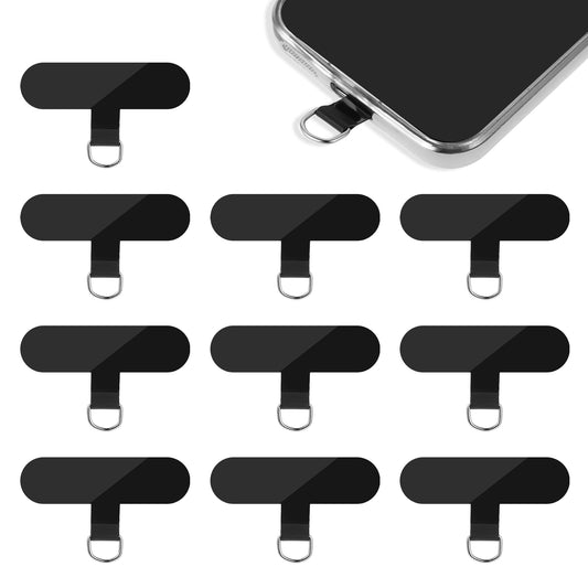 salbsever 10 PCS Universal Phone Tether Tab, Cell Phone Lanyard Tab Replacement Part Without Adhesive, Mobile Phone Hook, Phone Tether Tab with Lanyard Accessories for All Full Phone Cases, Black
