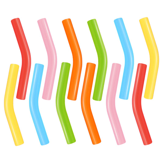 12 PCS Metal Straw Silicone Tips, 5/16 in Wide(8mm Outer Diameter) Reusable Straws Tips Covers, Food Grade Rubber Straws Covers Flex Elbow Replacement Tip for 1/3 Inch Straw, Multicolor