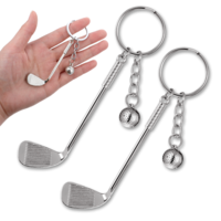 Skrfren 2 PCS Mini Cute Golf Keychain, Golf Club Keychain Golfs Gifts Keychains Golfers Mini Alloy Golfs Keychains Golfracket Ball Pendant Key Chain, Golfball with Key Chain Golfball Keyring