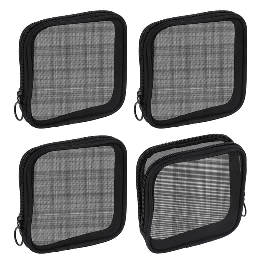 4PCS Mesh Makeup Bag Travel Cosmetic Organizer Black Travel Toiletry Bag Pouch with Zipper Mini Portable Makeup Cosmetic Pouch Bag Purse Pouch for Daily Accessories
