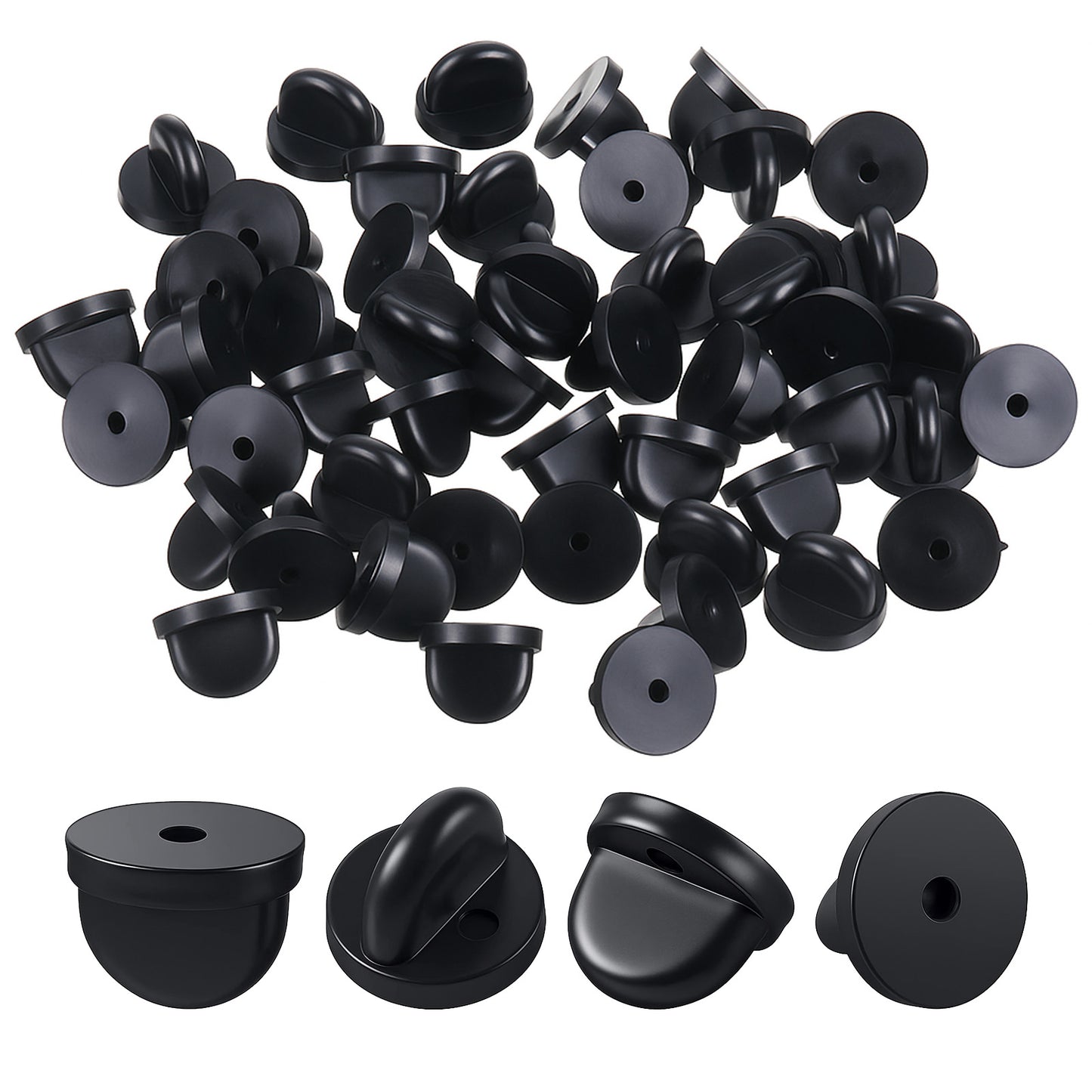 100 PCS Rubber Pin Backs, Butterfly Clutch Replacement Backings Replacement Lapel Pin Badge Backs for Uniform Enamel Badge, Black