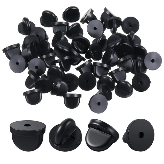 100 PCS Rubber Pin Backs, Butterfly Clutch Replacement Backings Replacement Lapel Pin Badge Backs for Uniform Enamel Badge, Black
