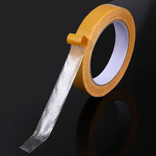 InnoHHustle Double Sided Fabric Tape 0.79" x 66FT Heavy Duty Fabric Tape Sticky Clear Double Sided Carpet Tapes Fabrics Tapes Fiber Mesh for Art and Crafts Decorating Fixed Carpet Wall Decor