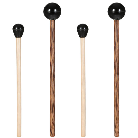 4 Pcs Steel Tongue Drum Mallets, Wooden Percussion Sticks Silicone Bell Mallet Percussion Xylophone Mallets Rubber Percussions Mallet for Bass Cymbals Black & White