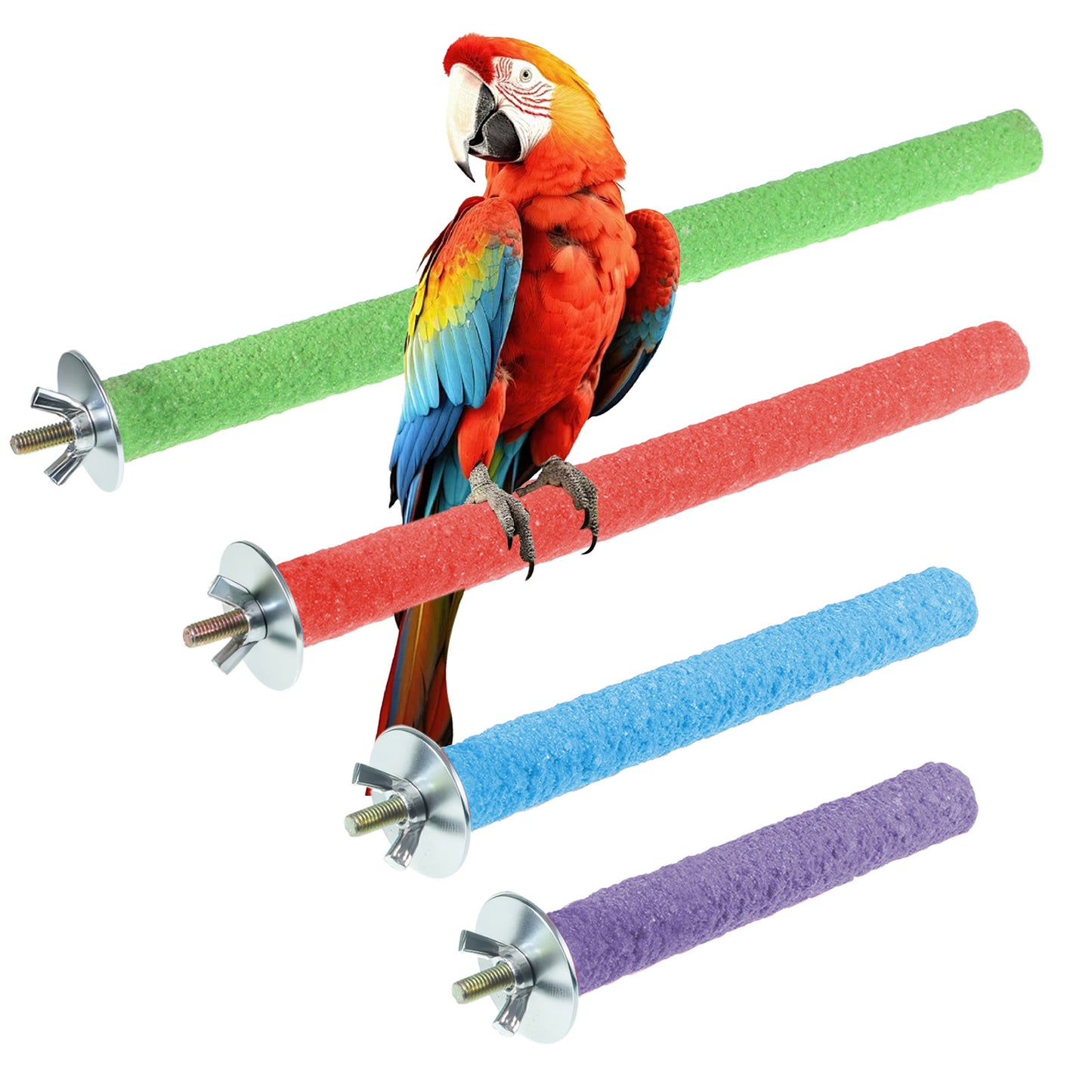 4 Pcs Parrot Perches, Wood Bird Cage Perch Stand Pet Toy Paw Grinding Stick Bird Platform Cage Accessories for Small Medium Birds Like Budgies Parakeet Cockatiel Conure Lovebird Canary (Color Random)