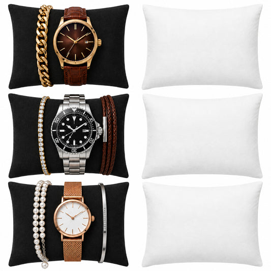 Bruislard 6 Pcs Black Velvet Bracelet Watch Pillow Jewelry Displays