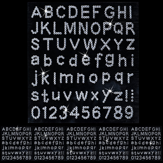 Rhinestone Letter Stickers, 6 Sheets Self Adhesive Number Alphabet Stickers Glitter Letter Stickers Bling Crystal Decorative Gem Stickers for DIY Crafts, Scrapbooking, Clothes, Bags, Hats (Silver)