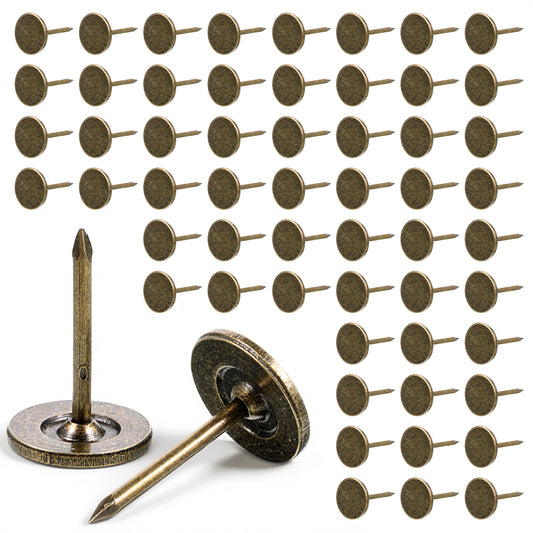 Tacks for Wood 100PCS 17MM Upholstery Thumb Tack for Wall Furniture Tack Long Thumb Tacks Upholstery-Tacks for Office Home Furniture Decor Fabric Wooden Photo, Bronze