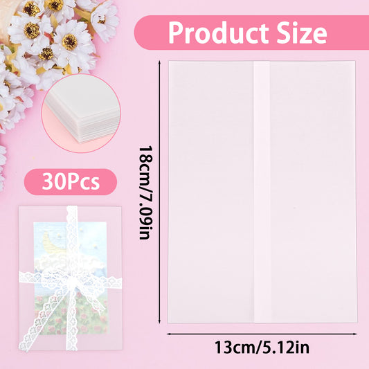 30 Pack Luxury Pre-Folded Vellum Jackets for 5x7 Invitations Velum Paper 5x7 Wedding Invitation Envelope Liners Invitation Paper Invitation Sleeves for Wedding Invitations Wraps Greeting Cards