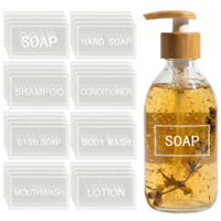 48 Pcs Clear Waterproof Bathroom Labels Transparent Labels for Travel Size Bottles Bathroom Hand Soap Label for Lotion bodywash and Shampoo Conditioner Dispenser