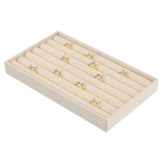FdcLixuvol Beige Ring Holder Display Tray Velvet Large Ring Display Tray Stackable Earring Trays Holder Jewelry Organizer Trays Storage Insert Holders for Women Jewelry Box Drawer Dresser Selling