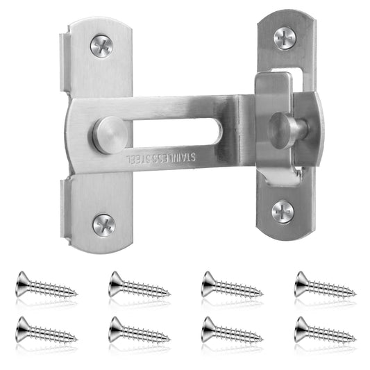 90 Degree Flip Door Sliding Latch Safety Sliding Barn Door Lock Stainless Steel Angle Door Latch Buckle for Bathroom Outdoor Garage