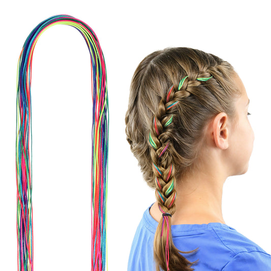 48 Pcs Hair Strings for Braids, Colorful Hair String Yarn for Braids Assorted Gradient Color Hairs Wrap String Rainbow Braiding Hair Tie for Women Girls, Ponytail Braids, Hairs Accessories