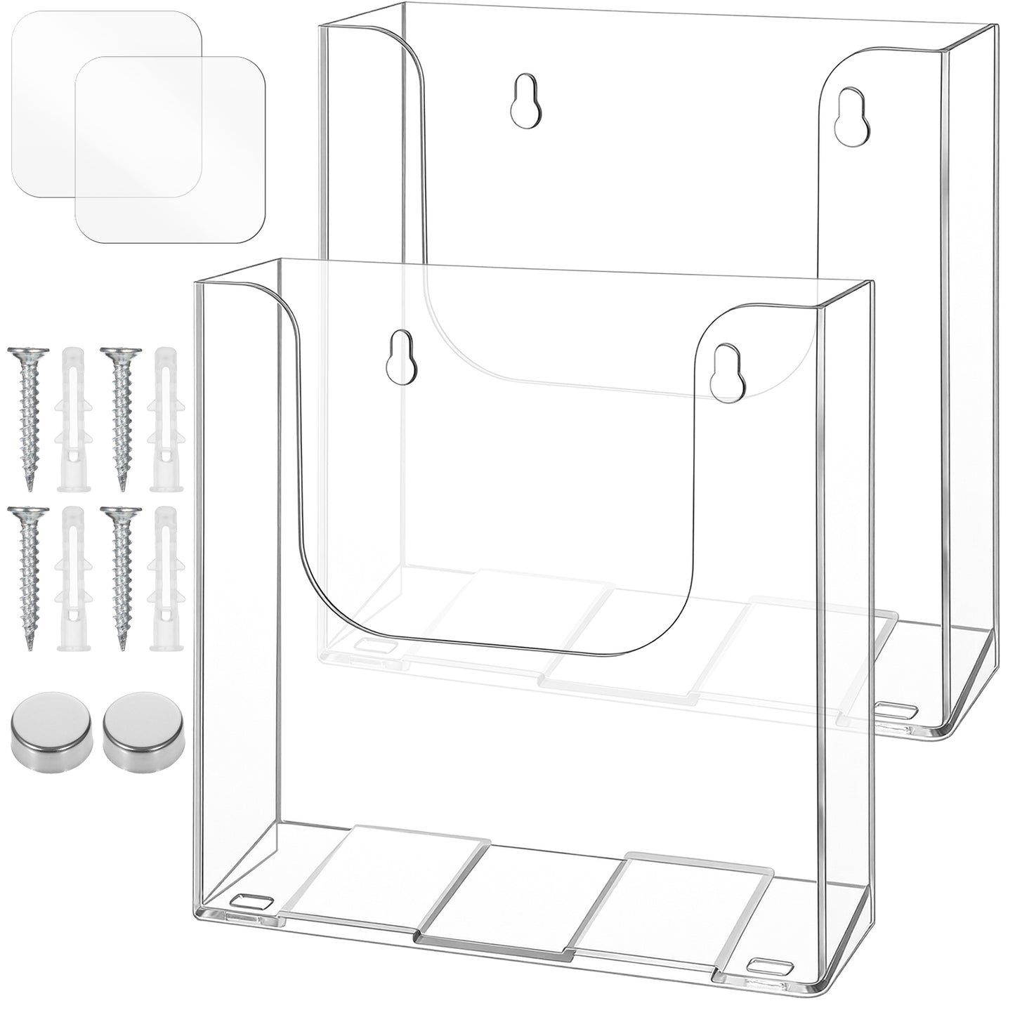 Acrylic Brochure Holder, 6.5 X 6.5 Inch Wall Mount Countertop Literature Organizer Pamphlet Flyer Display Stand, Clear Literature Holders Magazine Holder for Documents, Pamphlets, Booklets, Menu