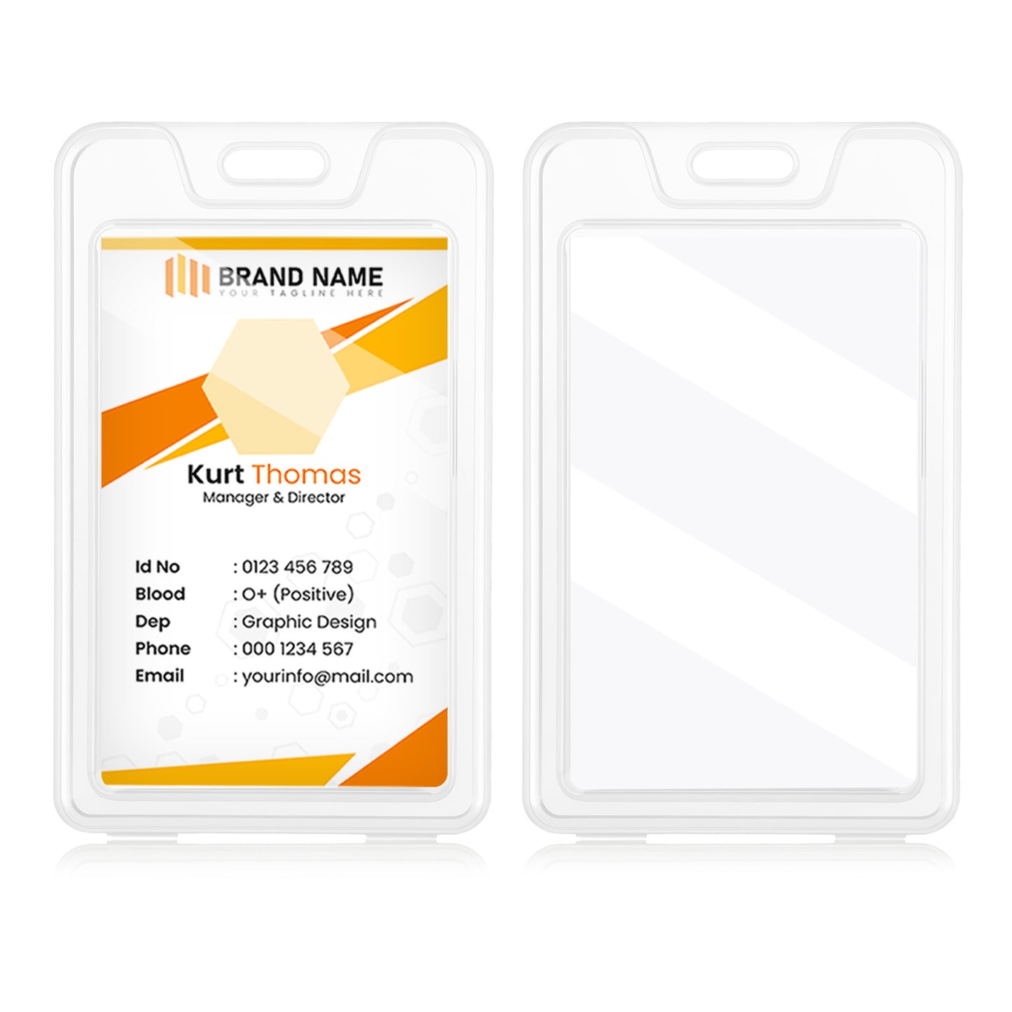 2 Pack Hard Plastic ID Badge Holder Include 2 Lanyards,Vertical Clear Lanyard Card Holder with Double Sided Windows Waterproof Keycard Badge Holder for Office School Teacher Nurses Students
