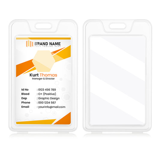 2 Pack Hard Plastic ID Badge Holder Include 2 Lanyards,Vertical Clear Lanyard Card Holder with Double Sided Windows Waterproof Keycard Badge Holder for Office School Teacher Nurses Students