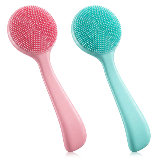2 Pcs Facial Cleansing Brush Silicone Face Scrubber Soft Exfoliating Washing Face Brush Pore Cleansing Brushes for Blackheads Makeup Residues Removal