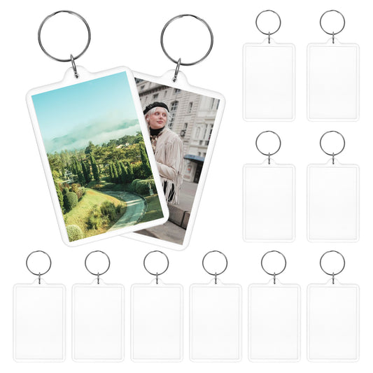salbsever 10PCS Acrylic Keychain Blank Picture Keychain Photo Frame Keychain Holder Clear Photo Keychain for DIY Craft Photo Display Supplies