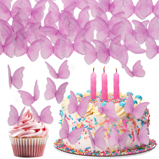 48 Pcs Purple Edible Butterflies for Cake Decorating Edible Butterflies Cake Toppers Vivid Edible Cake Decorations Butterfly Cake Decorations Butterfly Cupcake Toppers Wedding Cake Topper