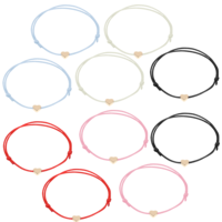 10 Pack Heart Friendship Bracelets, Adjustable Heart Bracelet with Gold Hearts Cord Red Bracelets for Women with Gold Hearts, Red Thread Bracelet for Family Friends Girls