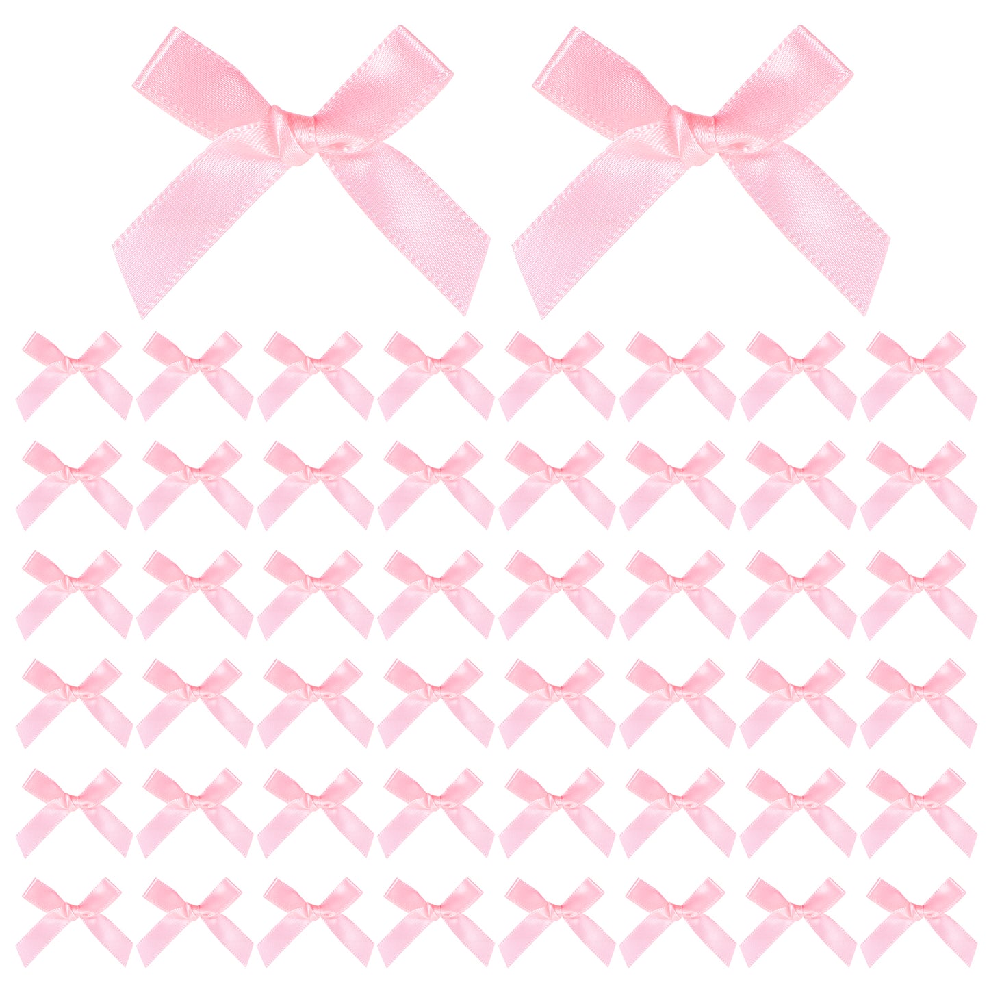 Psyqtsuary 50 PCS Mini Pink Bows for Crafts Mini Ribbon Bows Satin Ribbon Bow for Gift Wrapping 1.5" Baby Pink Satin Ribbon-Twist Tie-Bow Tiny Craft Bowknot Sewing Accessories
